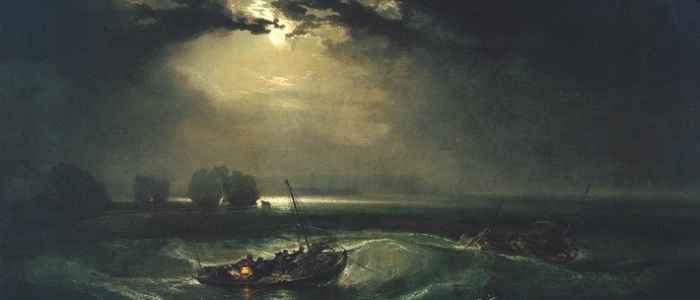 Dream within a dream by Poe. Art by Joseph Mallord William Turner titles "Fishermen at Sea"