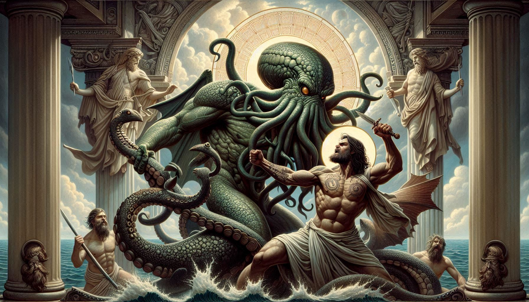 Monster Match-up: Poseidon vs. Cthulhu – Clash of the Titans! 🌊🔱🐙